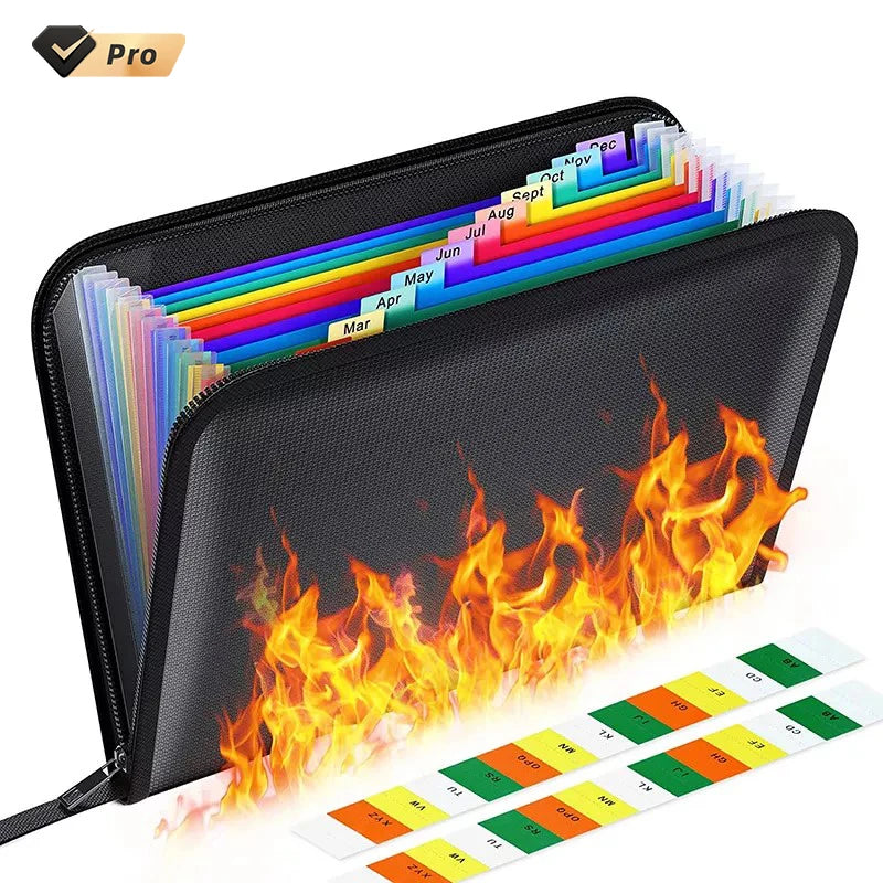 New A4 Size Expanding File Folder Storage Bag Fireproof and Waterproof for Documents Rainbow Storage