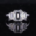 Fancy Shinny White Moissanite Emerald Cut 14K White Gold Rings for Women