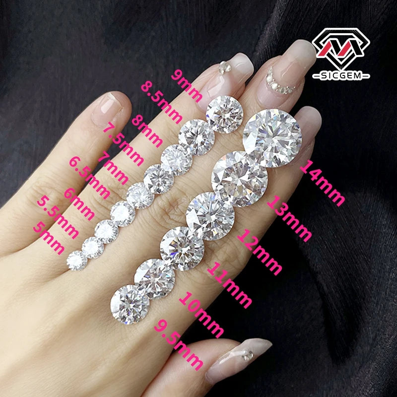 SICGEM Diamond D Color Mini Round White Gemstone Loose 1 Carat Moissanite Competitive Price Per Carat