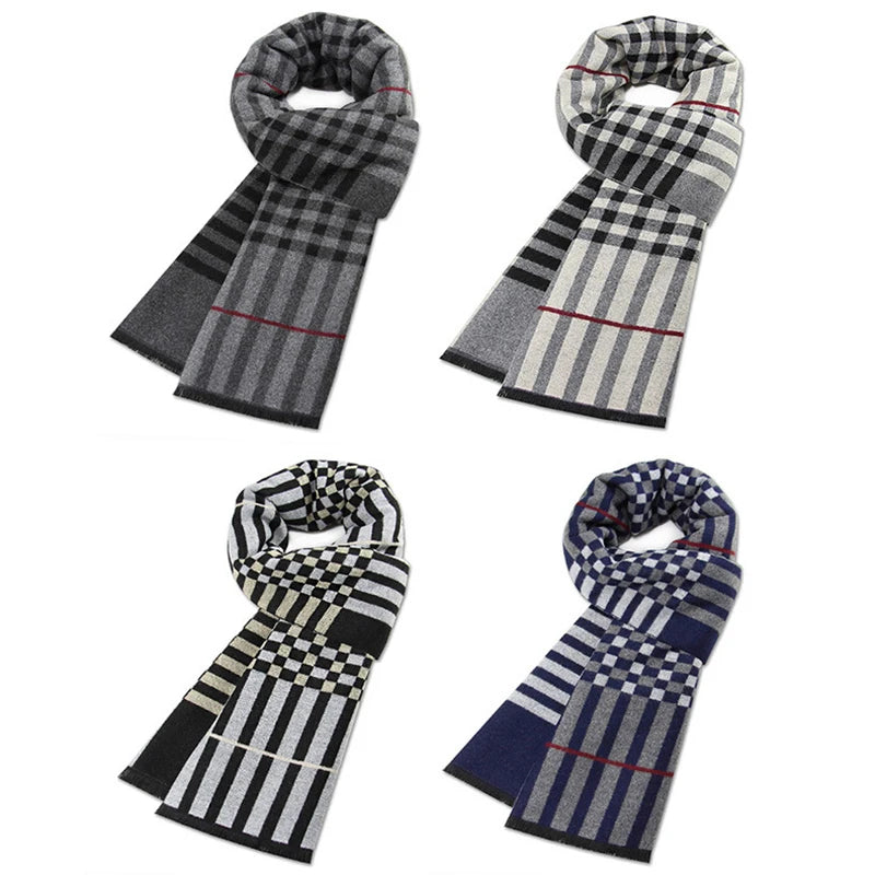 Classic Plaid Cashmere Viscose Scarf Design Custom Luxury Mens Scarf Thick Warm Winter Long Shawls Scarves for Wholesale