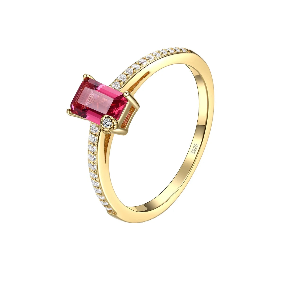 Daidan Gemstone Rings 925 Sterling Silver Pave Cz Eternity Rectangle Rose Engagement Rings