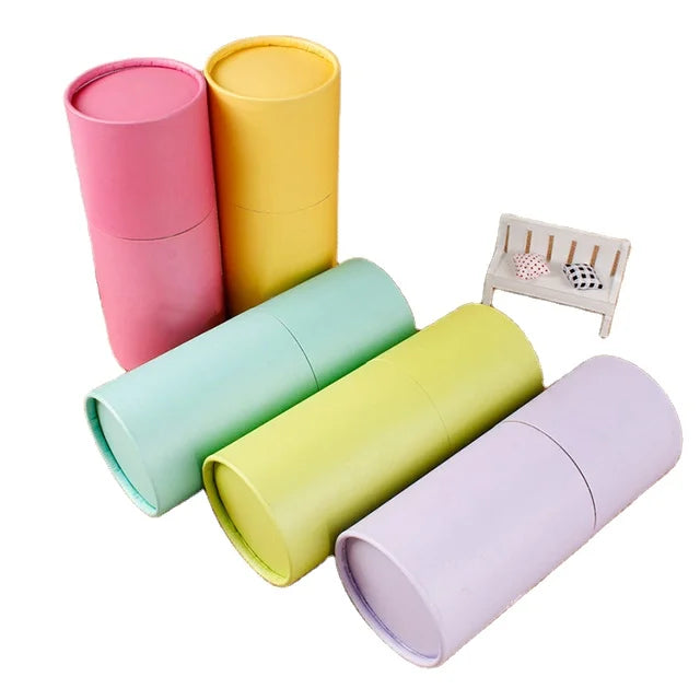 Creative Gift Tea Paper Canister Cans With Solid Color Cylinder Cardboard Paper Packaging Tube