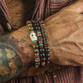 Vintage Layer Handmade Wood Beaded Bracelet Coconut Shell Skull Stretch Bracelet Men Women Summer Party Fashion Jewelry