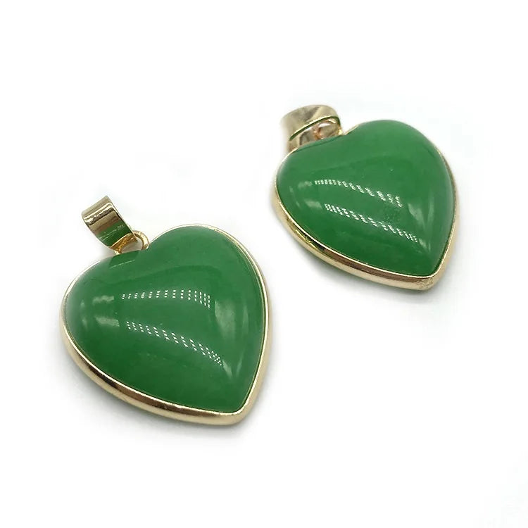 DIY Heart Shaped Gemstones Gold Plated Pendant Necklace Natural Crystal stone pendants jewelry