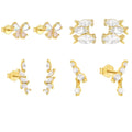 Europe and America Fashion 925 Sterling Silver Bow Small Fish Shape Zircon Set Gold Plated Stud Earring Jewelry for Women