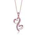 UMCHO 925 Sterling Silver Heart-Shaped Pendant Necklace Gold Plated Link Chain Girlfriend Romantic Love Gift Rose Gold Material