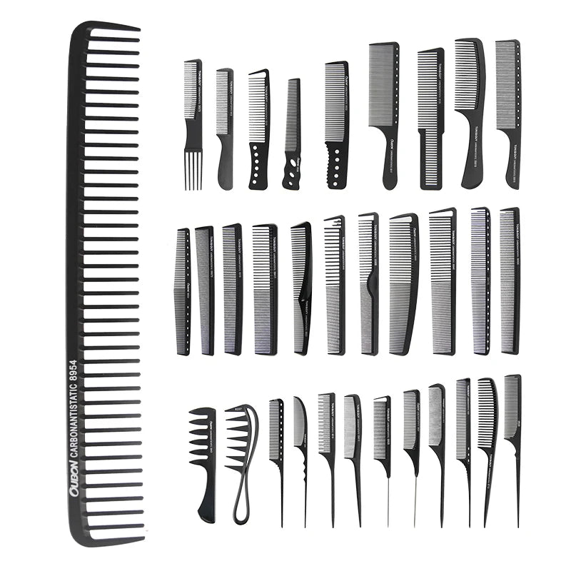 Custom Logo Black Straight High Heat Resistance Hairdressing Hair Comb Carbon Fiber Cutting Combs