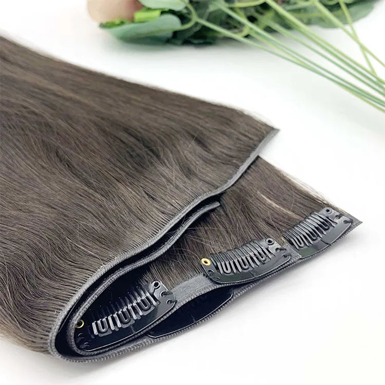 Remy Clip-in Virgin Human Hair Extension Double Drawn Russian 16 Inches Seamless Raw