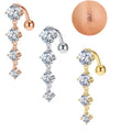 Gaby New Long Dangle round Stone Surgical Steel Belly Piercing Ring Gold Plated Body Piercing Jewelry Wholesale
