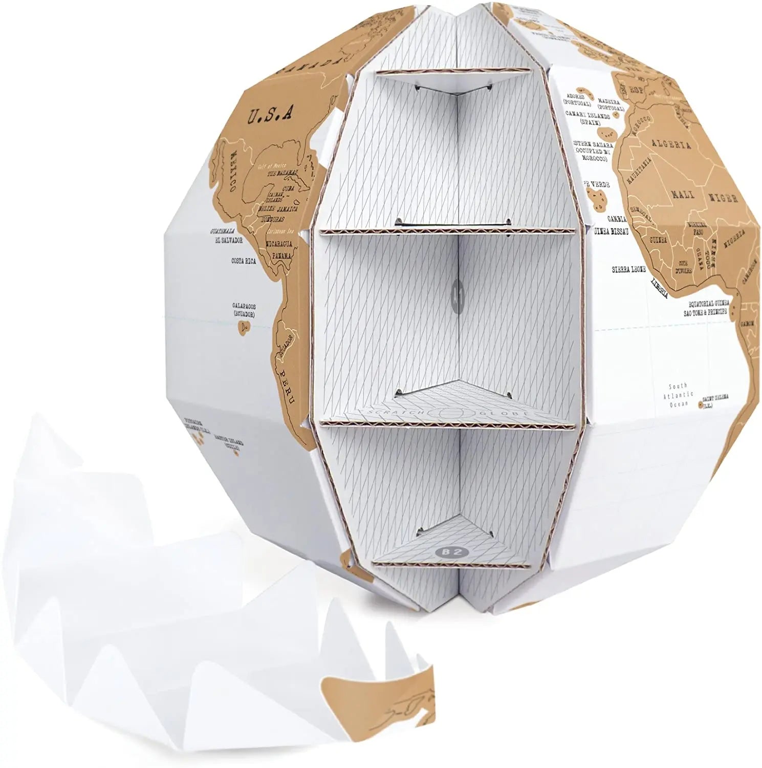 3D Scratch Globe off World Map with Eco-Friendly Paper Accessories Set Custom Logo CMYK Print Modern Design