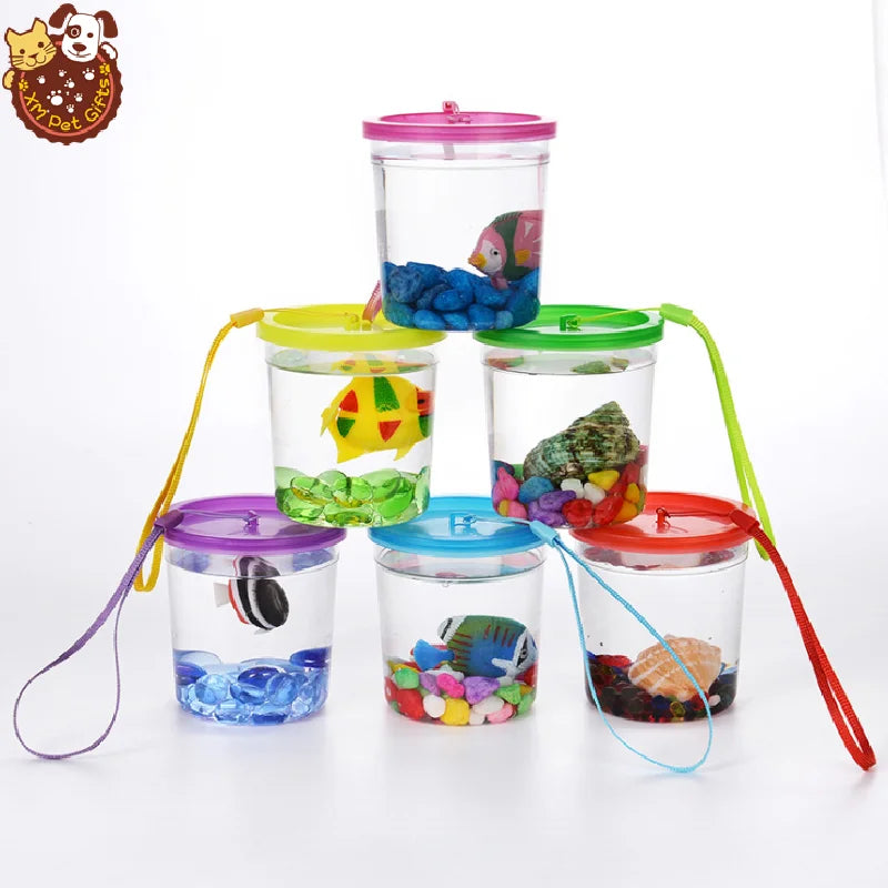 Betta Cup Fish Box Mini Jellyfish Cup Pet Box High Transparent Plastic Fish tank With Cover