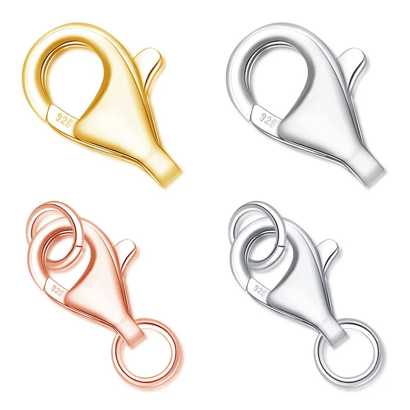 SF003 Italy Pure S925 Sterling Silver Jewelry Accessories Rose Gold Plated Spring Key Ring Clasps for Necklace Bracelet