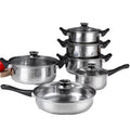 12 Pcs Stainless Steel Cooker Set Kettle Milk Soup Pot Pan Set No Stick Home Kitchen Cooking Pot Cookware Set