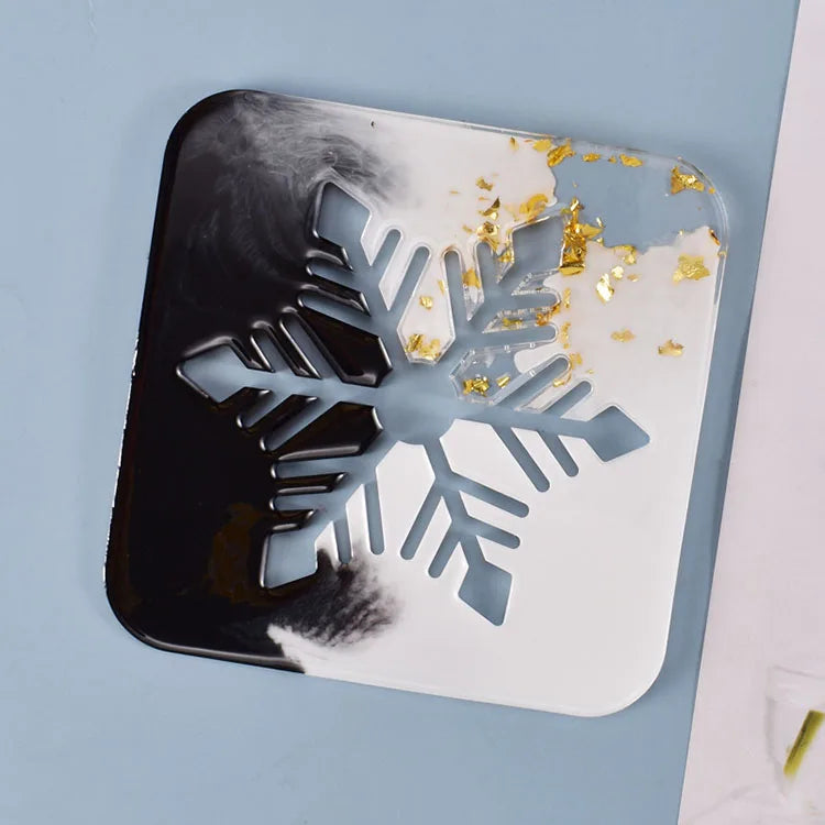 YS Snowflake Hollow Large Coaster Plaster Mold 6 Inch Silicone Mould Big Square Tray Bottom Bracket DIY Candle Make Crafts Tools
