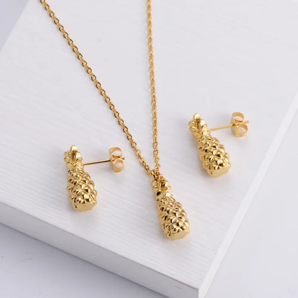 Wholesale Brazilian Italian 24k Gold Plated Fruit Earrings and Pendant Sets