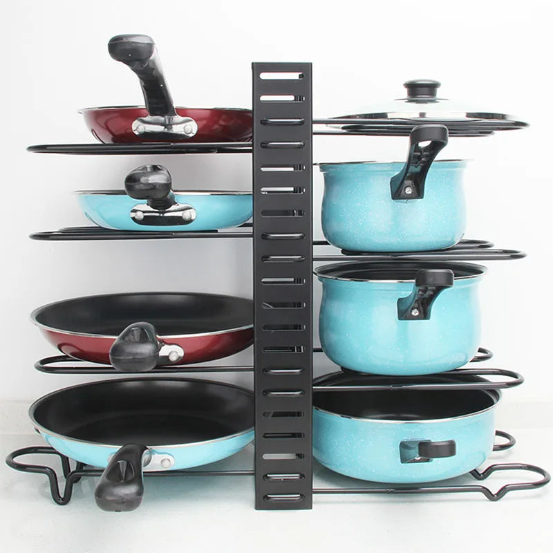 Kitchen Counter and Cabinet Pan Organizer Shelf Rack