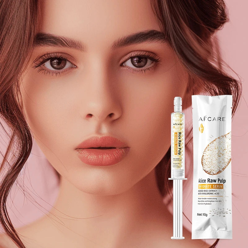 Luxury Paraben-Free Rice Face Serum Bottles Green Tea Infused Moisturizing Hydrating Collagen Hyaluronic Acid Aloe Vera