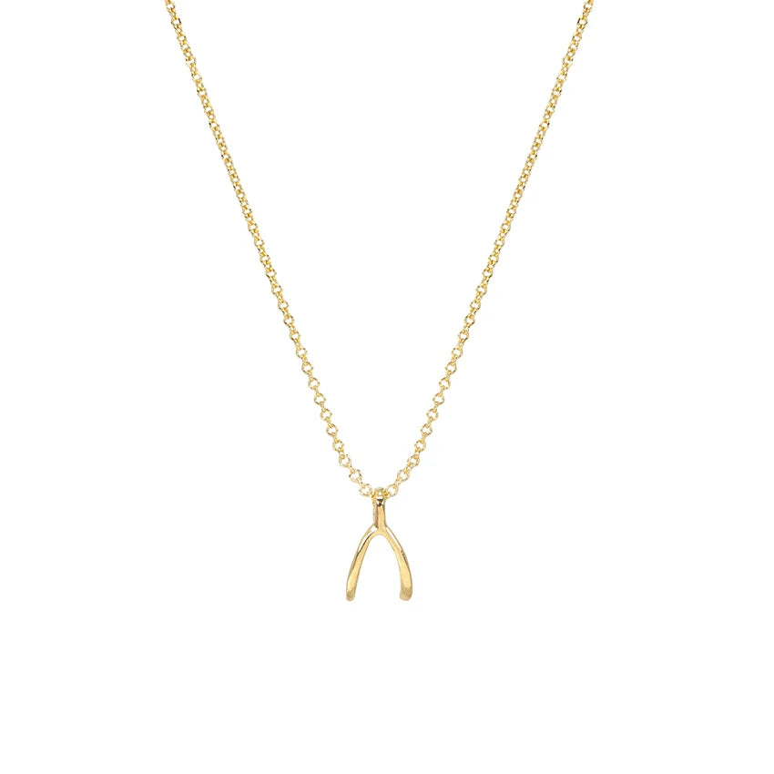Gold Plated Necklace 925 Sterling Silver Tiny Wishbone Birthday Wishes Pendant Necklace Women Girls Good Luck Fashion Necklaces