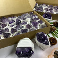 Wholesale Natural Raw Gemstone  Amethyst Geode Healing Crystals Quartz Amethyst Crystal Cluster Box