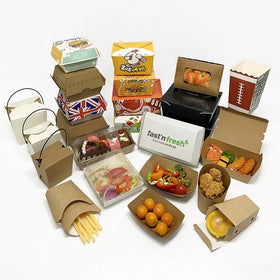 Custom LOGO Printed Packaging Boxes Salad Sushi Snacks Chips Fried Chicken Burgers Popcorn White Kraft Paper Packaging Food Box