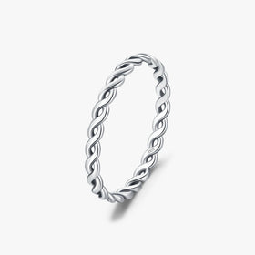 Vintage Classic Fine Jewelry Simple 925 Sterling Silver Texture Twisted Thin Stacking Knot Rings for Women