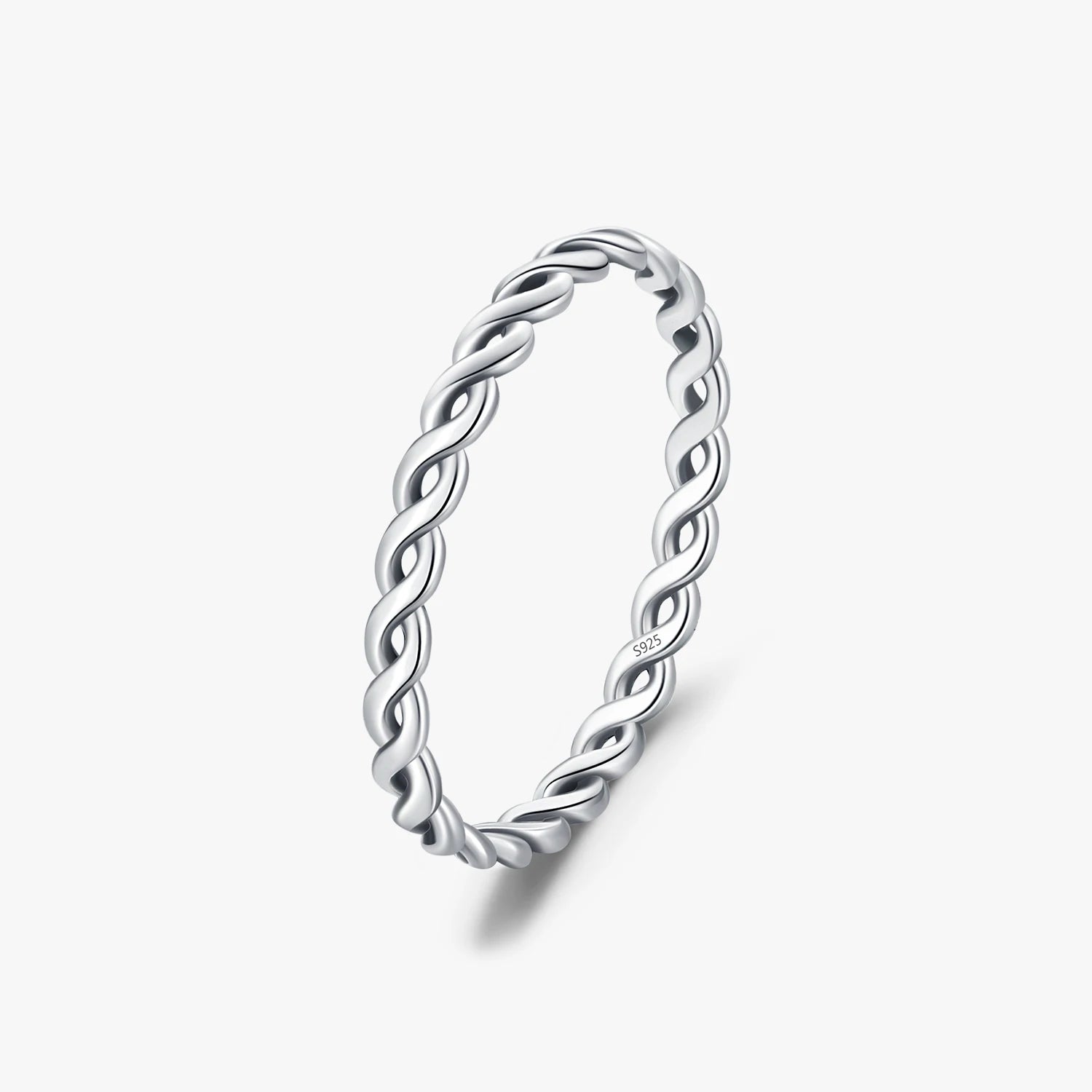 Vintage Classic Fine Jewelry Simple 925 Sterling Silver Texture Twisted Thin Stacking Knot Rings for Women