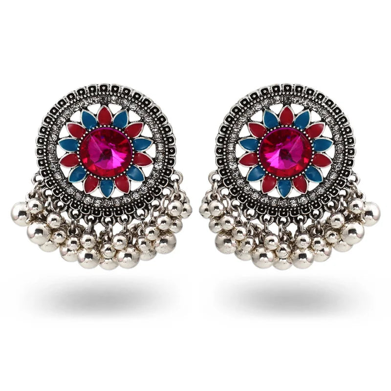 Bohemian Afghan Ethnic Drop Earrings for Women Pendant Gold Gypsy Silver Color Bell Ladies Indian Earring Jewelry