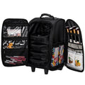 KONCAI Portable Travel Trolley Cosmetic Case Organiser Makeup Artist Train Case with Brush Holder Clear-Cover Pouches