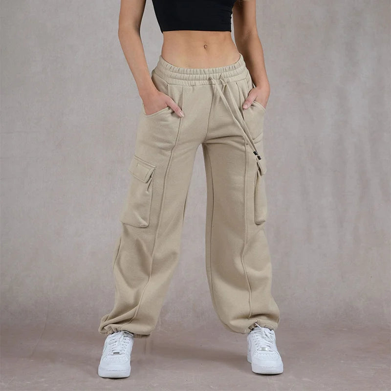 L230591 Custom Workout Jogging Pants Women Tracksuit Fleece Cargo Sweatpants Women Cargo Pants Joggers Streetwear