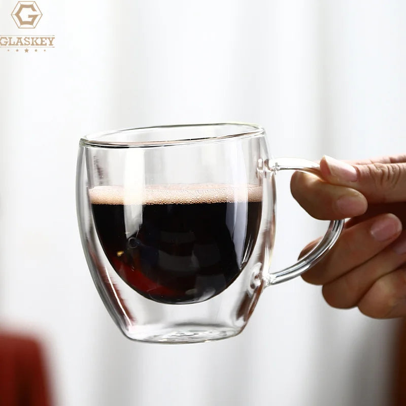 High Borosilicate Heat-Resistant Glass Cold Drink Cup Milk Tea Mug Transparent Double Wall Tumbler Glass