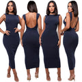 Ribbed Backless Wedding Dress Knitted Ladies Long Dress for Women 2022 Fashion Maxi Sleeveless Sexy Dress