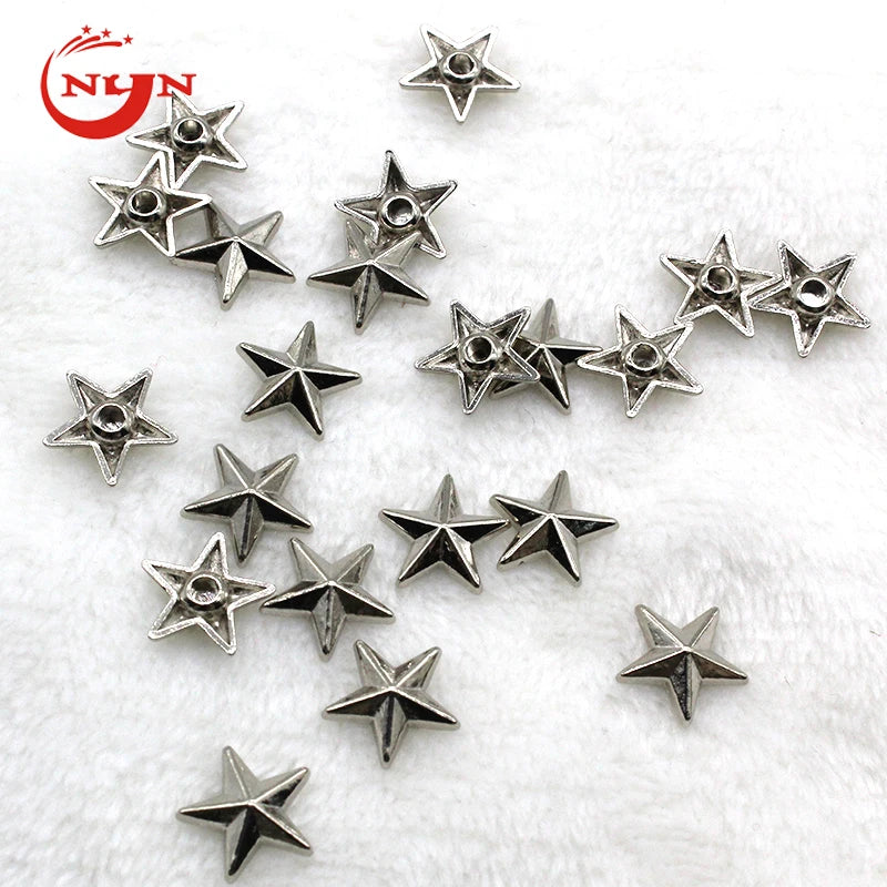 Metal Star Rivets Studs Spikes Spots Buttons Leather for Belt Bag Cap Tags Clothes Accessory Shank Brass Round Antique Silver