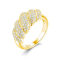 Hip Hop Style Twisted Shape 18K Gold Plated 925 Sterling Silver Jewelry Full Iced Out Moissanite Rings for Women Men
