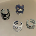Quake Korea Style Trendy Unique New Design Alloy Enamel Color Finger Ring Jewelry Women