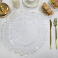 Elegant 13-Inch Clear Plastic for Charger Plate with Gold Rim for Weddings & Birthday Parties MOQ 100pc