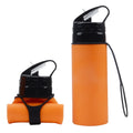 Customized Logo Eco-Friendly Silicone Travel Foldable Collapsible Reusable Water Bottle with Lid for Outdoor Use
