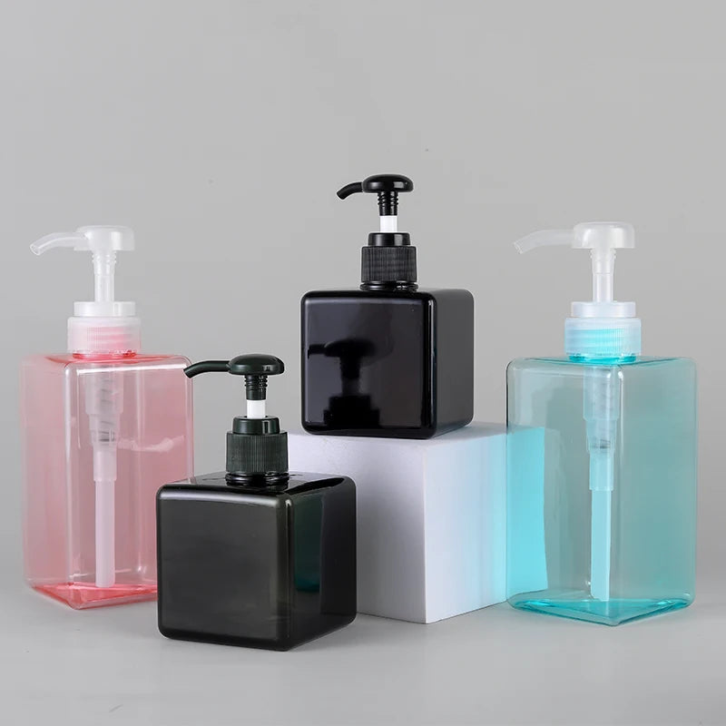 200ml 250ml PETG White Black Brown square Rectangle Refillable Shampoo Conditioner Bottle Packaging with Pump