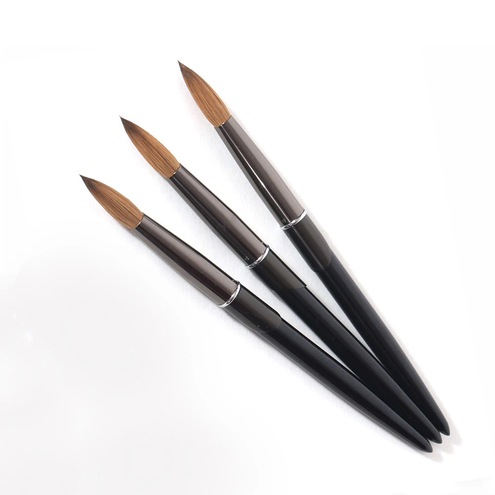 Acrylic Nail Brush Custom Label 100% Kolinsky OEM Black Mental Handle Classical Design Nail Brush Art With Different Sizes