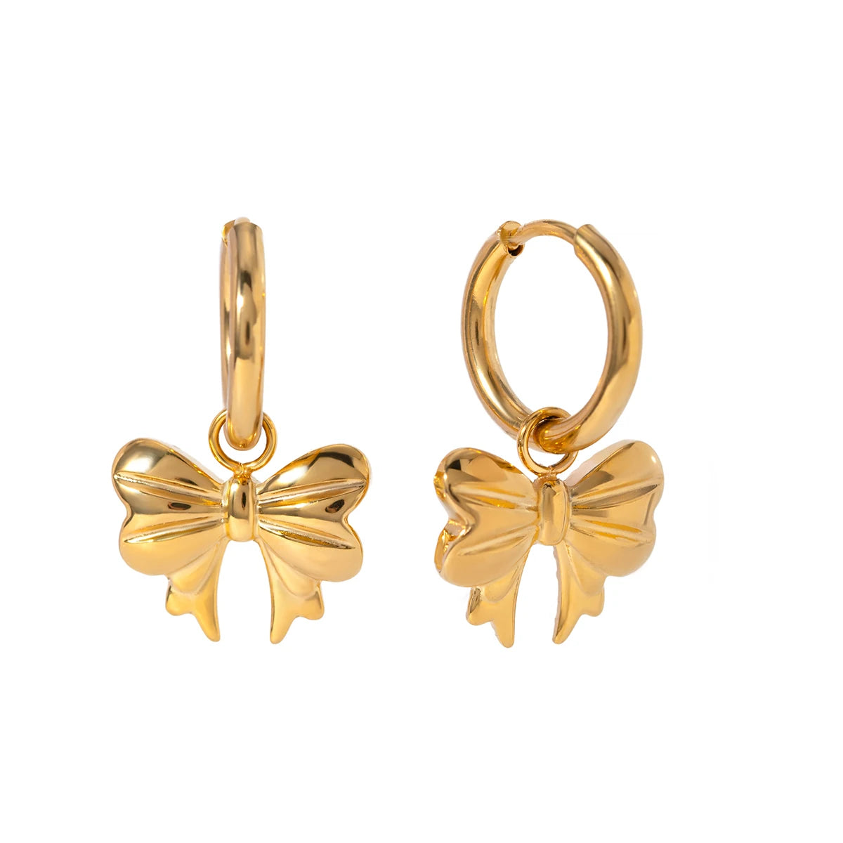 Stainless Steel Bow Tie Earring Waterproof Stud Hoop Earring 18k Gold Plated  Bow Hopp Pendent Bow Bowknot Drop Earring