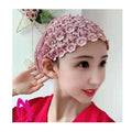2023 New Beaded and Rhinestone Hat Band Lace Bonnet and Flower Scarf Hijab for Muslim Women for Outdoor Beach Travel