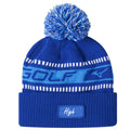 Fashion Jacquard 3D Embroidery Pom Pom Beanie Custom Woven Patch Letter Design Warm 100% Acrylic Winter Knitted Hats Unisex
