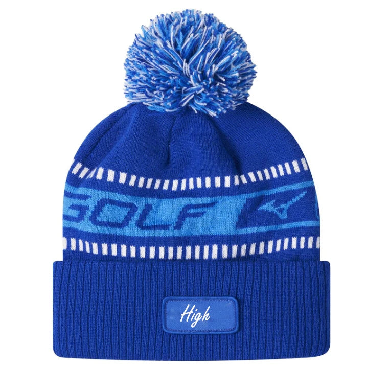 Fashion Jacquard 3D Embroidery Pom Pom Beanie Custom Woven Patch Letter Design Warm 100% Acrylic Winter Knitted Hats Unisex