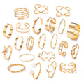20pc/set Hollow Love Butterfly Female Ancient Silver Ring Set Pearl Gold Tai Chi Snake Drip Oil Ring Jewelry