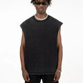 Men Tank Tops Acid Washing Black Singlet GYM Stringer Bodybuilding Fitness Men Fashion Sleeveless T Shirt
