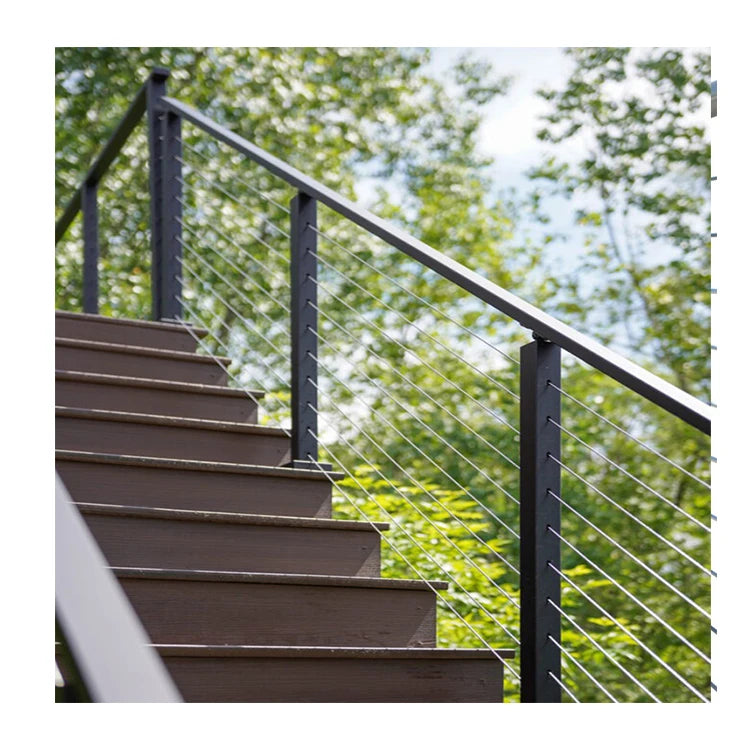 EKOO Wholesale Price Stainless Steel 30 Degree Angle Beveled Holes Stair Post Deck Balustrade Cable Railing Rust Resistant