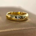 Ruyi 18K Gold Lab Grown Diamond Custom 3 Diamonds Line 0.39cts Wedding Engagement Rings for Women 5mm Width Jewelry Gift