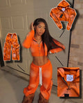 OEM Streetwear Two Piece Jogger Sets Acid Wash Crop Top Zip up Hoodie and Drawstring Sweatpants Tracksuit Sets for Women