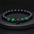 Tiktok Hot Sales 8mm Natural Tiger Eye Crystals Lava Rock Stone Wolf Head Zircon Bead Bracelets Jewelry for Boy Man