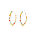 KITI Stylish Multi-Colored Bead Hoop Earrings Gold-Plated Circular Earrings for Women