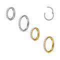 Wholesale ASTM F136 Titanium Circle Shape CZ Inlay Segment Nostril Hoop Hinged Clicker Cartilage Ring Women Piercing Jewelry